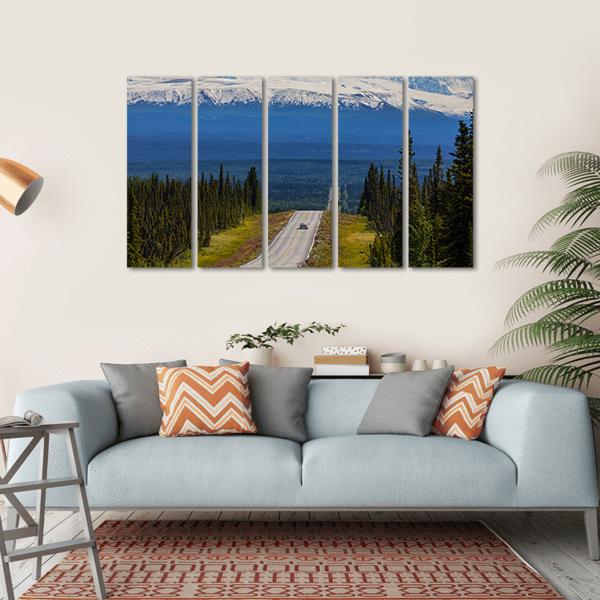 Mountain Road Alaska Canvas Wall Art-5 Horizontal-Gallery Wrap-22" x 12"-Tiaracle