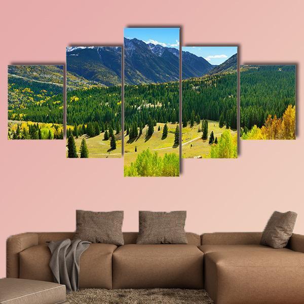 Mountains In Colorado Canvas Wall Art-5 Star-Gallery Wrap-62" x 32"-Tiaracle