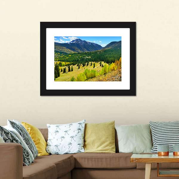 Mountains In Colorado Canvas Wall Art-1 Piece-Framed Print-20" x 16"-Tiaracle