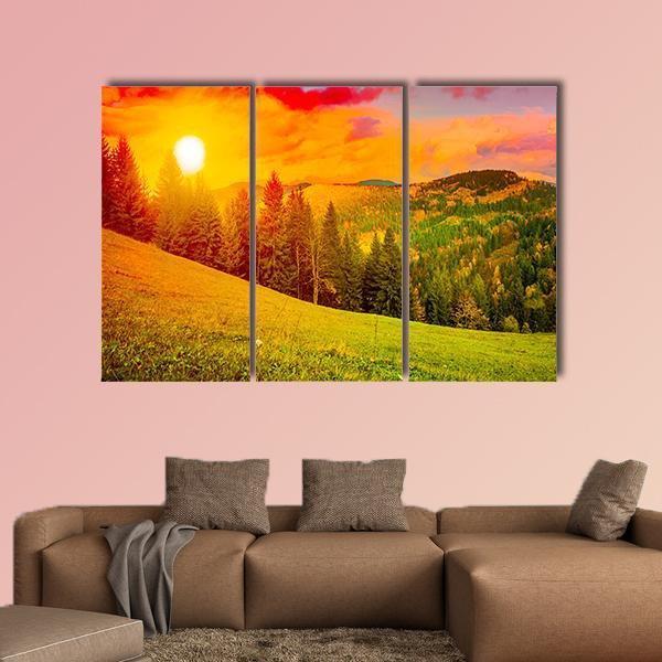 Dramatic Sun On Mountain Canvas Wall Art-3 Horizontal-Gallery Wrap-37" x 24"-Tiaracle