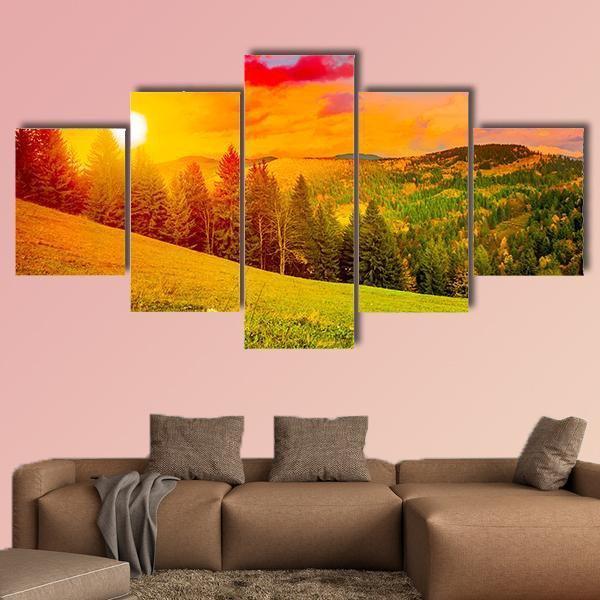 Dramatic Sun On Mountain Canvas Wall Art-3 Horizontal-Gallery Wrap-37" x 24"-Tiaracle