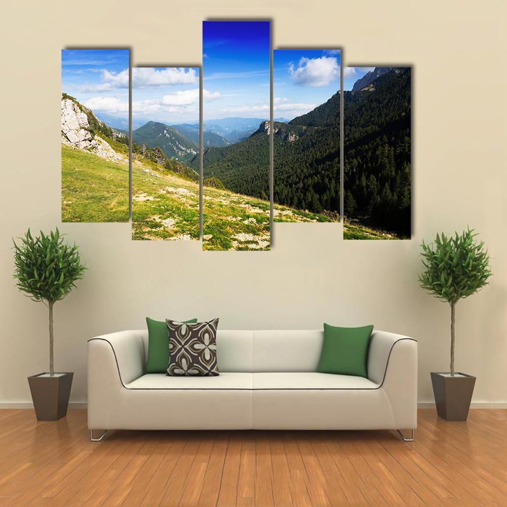Mountains Landscape In August Canvas Wall Art-5 Pop-Gallery Wrap-47" x 32"-Tiaracle