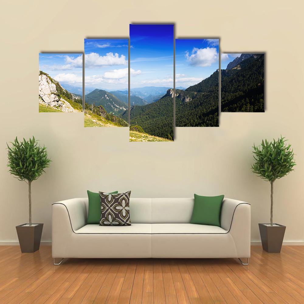 Mountains Landscape In August Canvas Wall Art-5 Star-Gallery Wrap-62" x 32"-Tiaracle