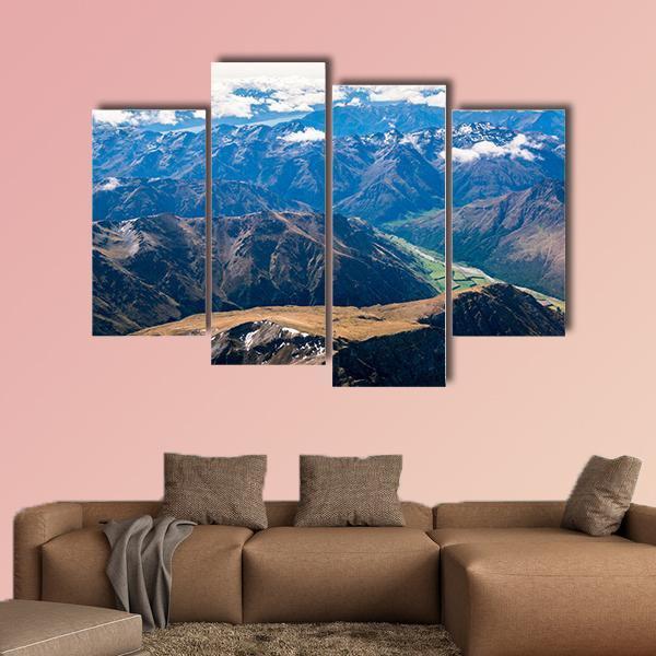 Aerial View Of Mountains Canvas Wall Art-4 Pop-Gallery Wrap-50" x 32"-Tiaracle