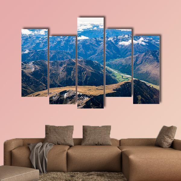 Aerial View Of Mountains Canvas Wall Art-5 Pop-Gallery Wrap-47" x 32"-Tiaracle