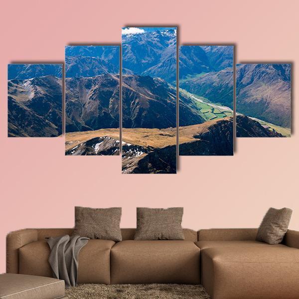 Aerial View Of Mountains Canvas Wall Art-5 Star-Gallery Wrap-62" x 32"-Tiaracle