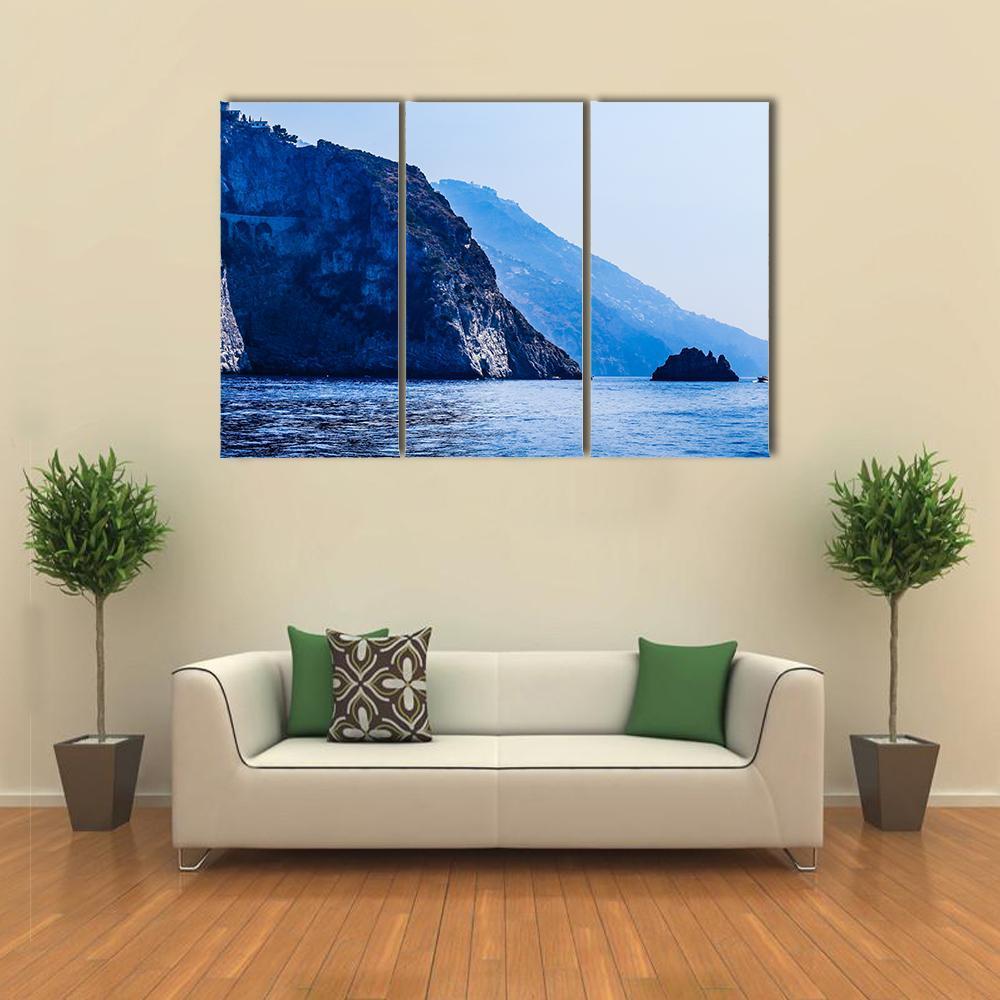 Mountains Near City Positano Canvas Wall Art-3 Horizontal-Gallery Wrap-37" x 24"-Tiaracle
