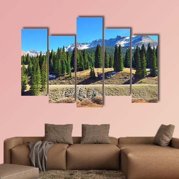 Colorado Mountains During Fall Canvas Wall Art-5 Pop-Gallery Wrap-47" x 32"-Tiaracle