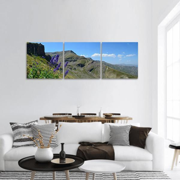 Kackars Mountains Under Blue Sky Panoramic Canvas Wall Art-3 Piece-25" x 08"-Tiaracle