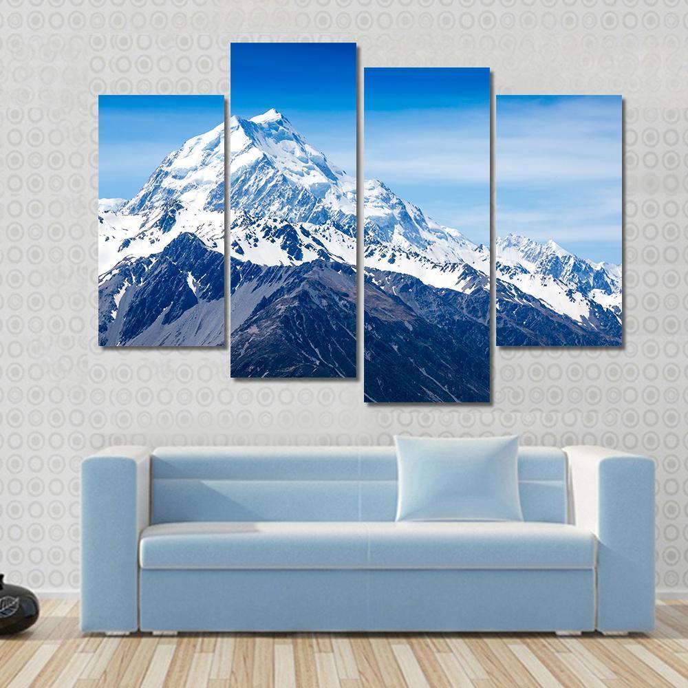 Mountains Peak New Zealand Canvas Wall Art-4 Pop-Gallery Wrap-50" x 32"-Tiaracle