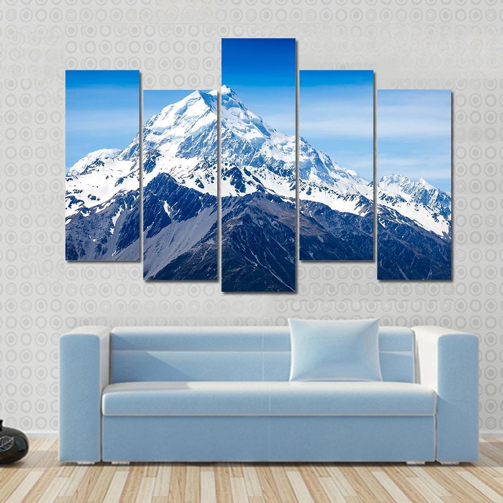 Mountains Peak New Zealand Canvas Wall Art-5 Pop-Gallery Wrap-47" x 32"-Tiaracle