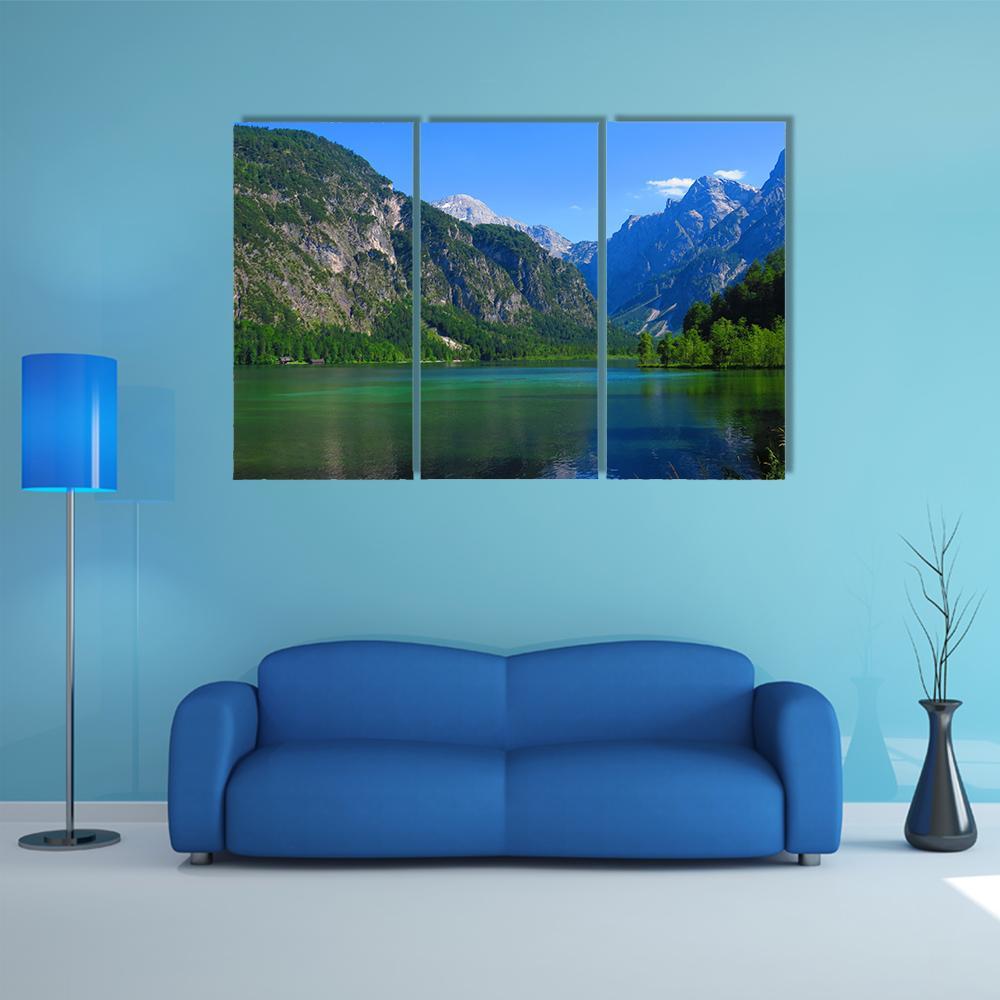 Mountains &amp; Green Lake Canvas Wall Art-3 Horizontal-Gallery Wrap-37" x 24"-Tiaracle