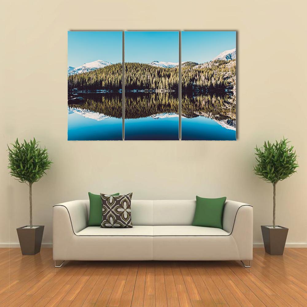 Trees Reflection In Bear Lake Canvas Wall Art-3 Horizontal-Gallery Wrap-37" x 24"-Tiaracle