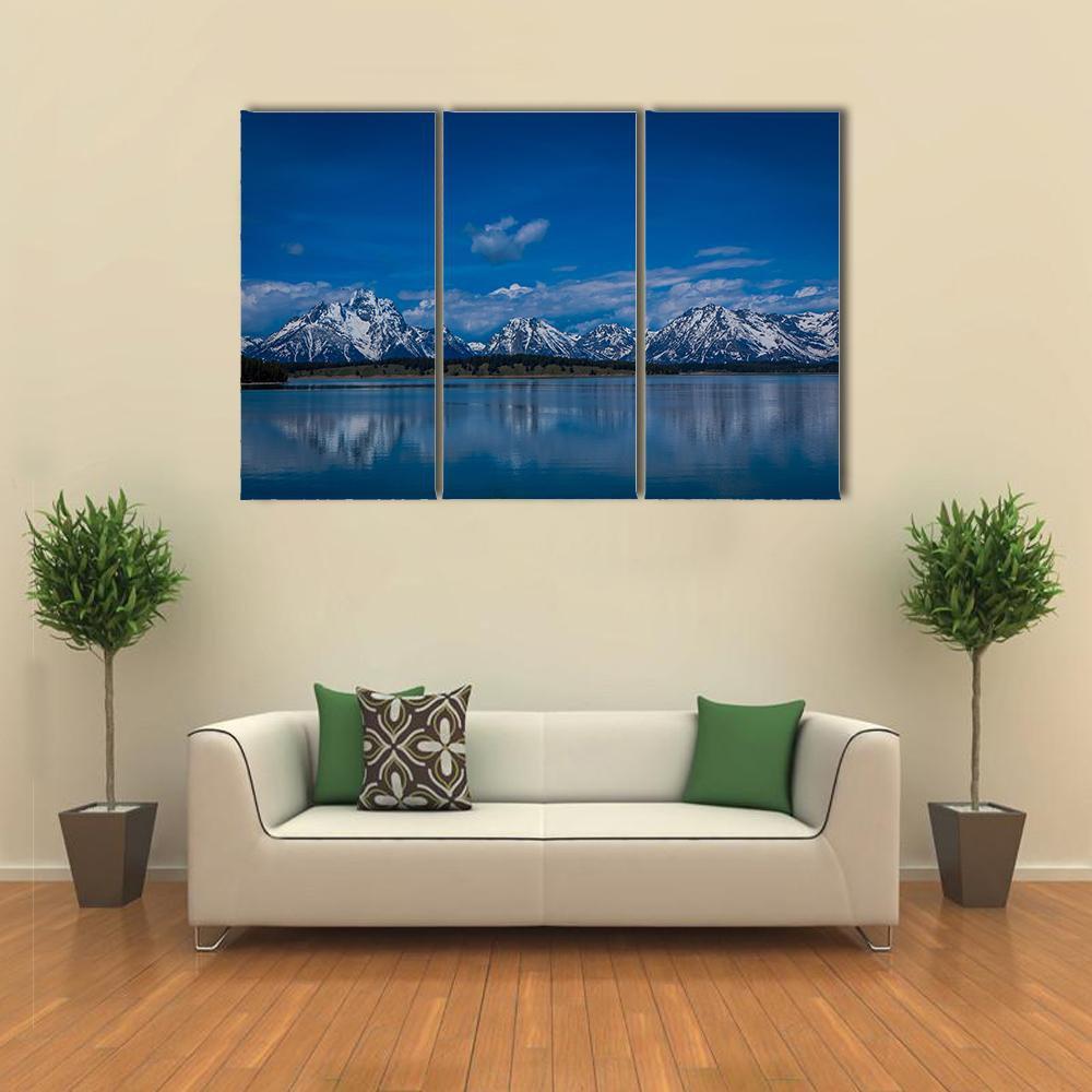 Mountains Near Jackson Lake Canvas Wall Art-5 Star-Gallery Wrap-62" x 32"-Tiaracle