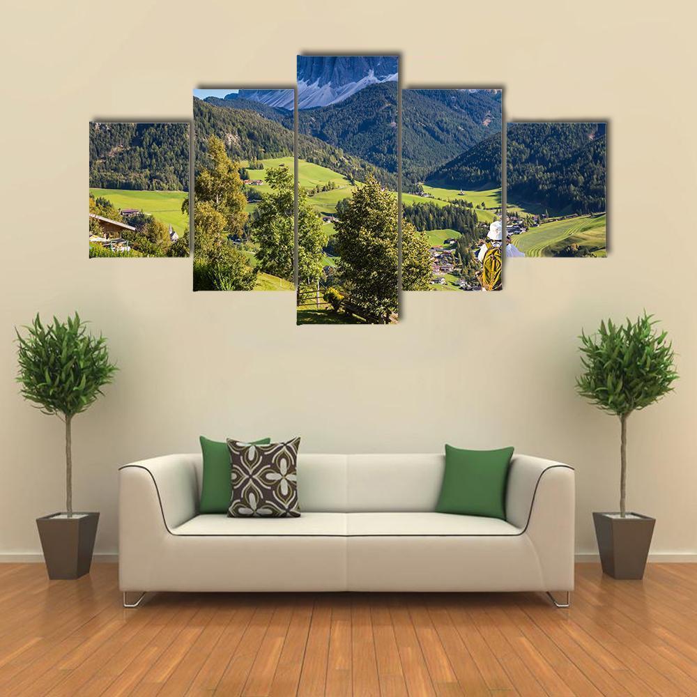 Meadows With Mountains Canvas Wall Art-5 Star-Gallery Wrap-62" x 32"-Tiaracle