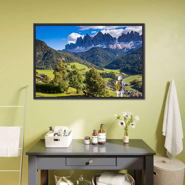 Meadows With Mountains Canvas Wall Art-1 Piece-Floating Frame-24" x 16"-Tiaracle