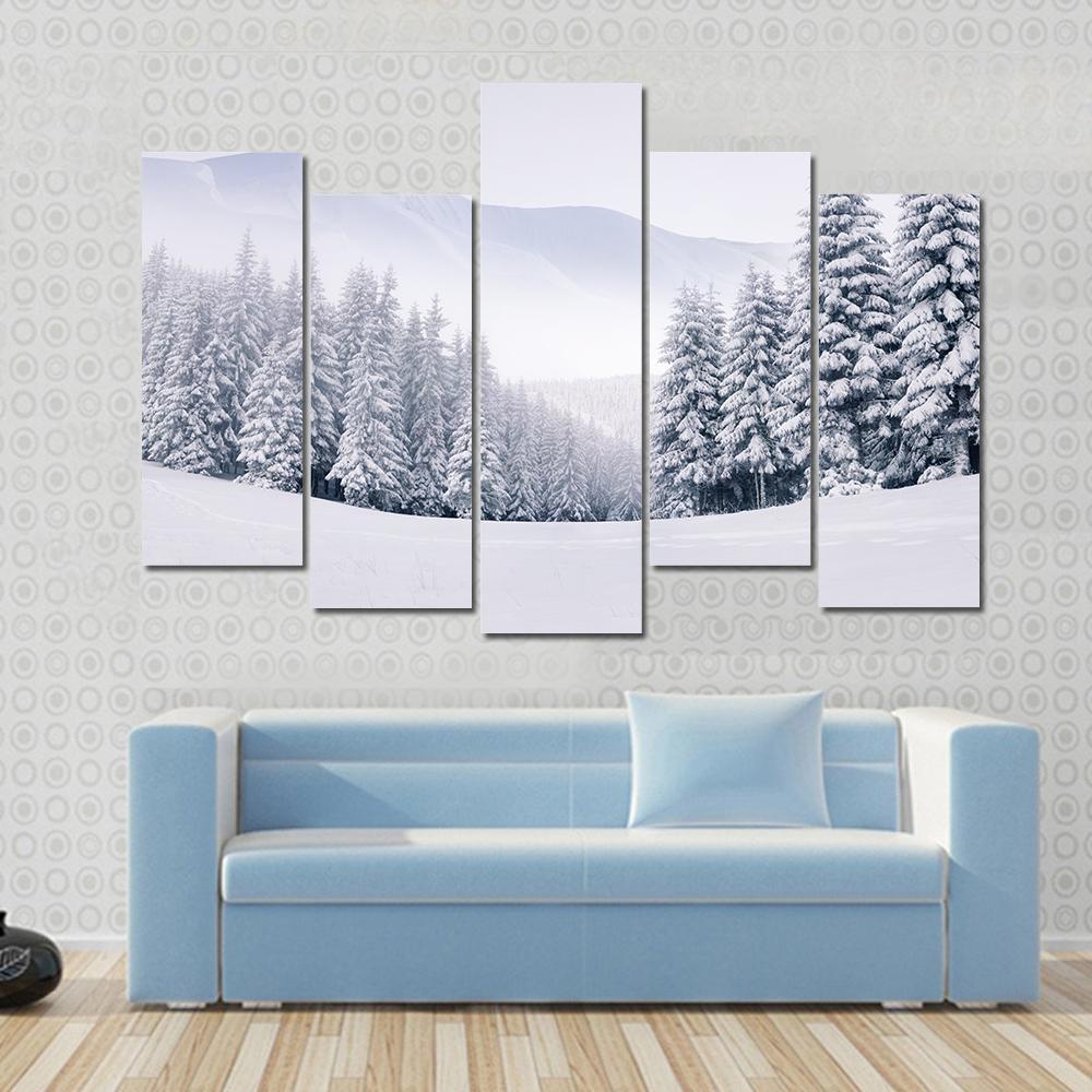 Mountain Top In Winter Canvas Wall Art-5 Pop-Gallery Wrap-47" x 32"-Tiaracle