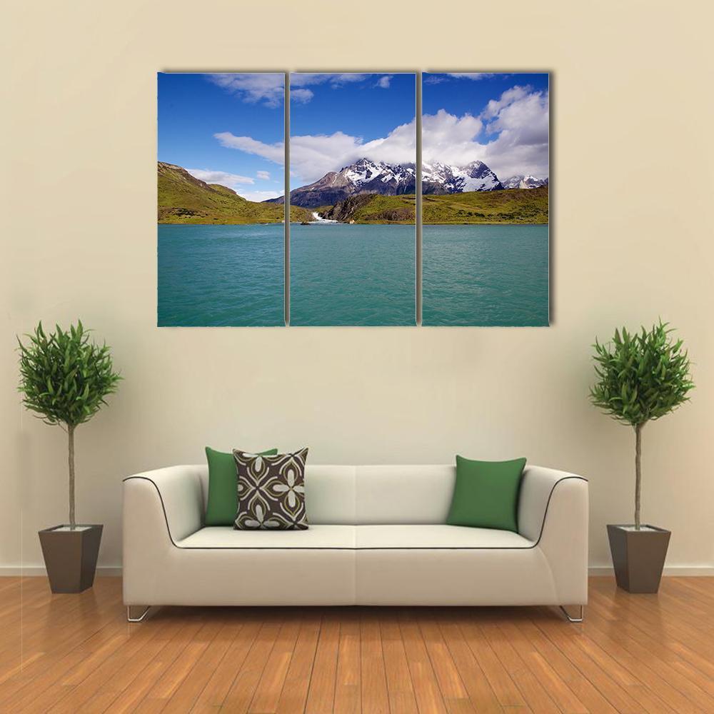 Mountains & Pehoe River Canvas Wall Art-3 Horizontal-Gallery Wrap-37" x 24"-Tiaracle