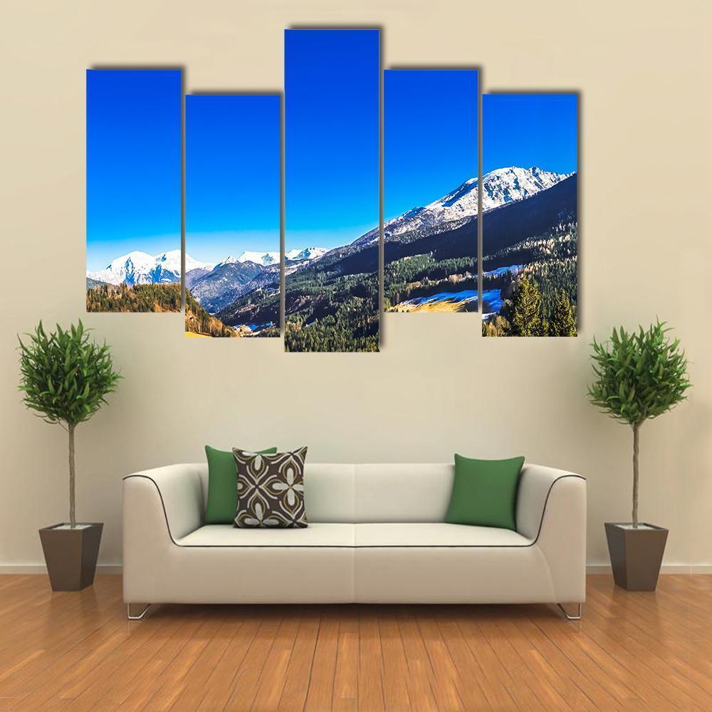 Mountains View In Berchtesgaden Canvas Wall Art-5 Pop-Gallery Wrap-47" x 32"-Tiaracle
