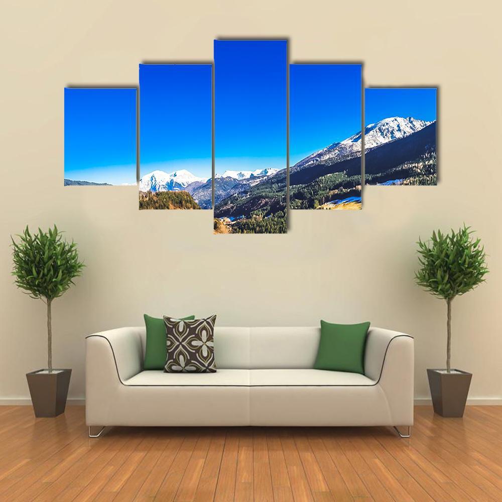 Mountains View In Berchtesgaden Canvas Wall Art-5 Star-Gallery Wrap-62" x 32"-Tiaracle
