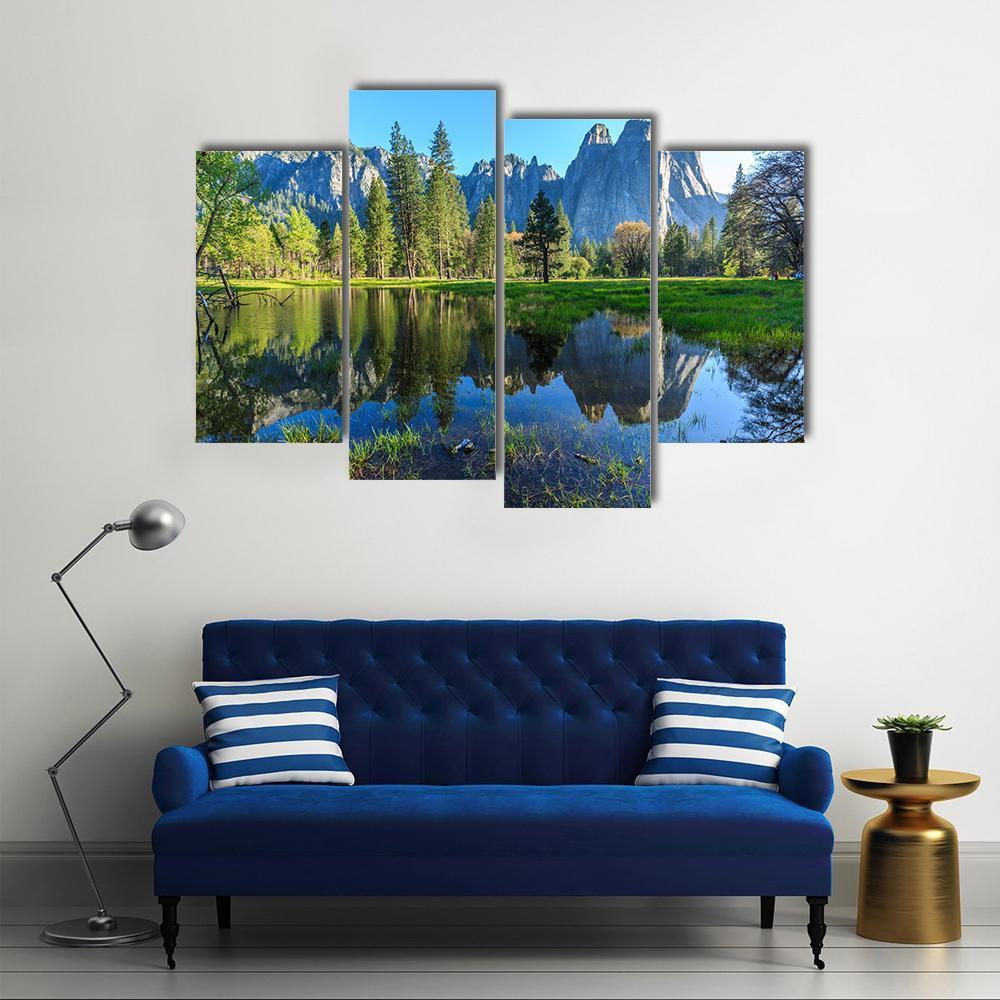 Lake In Yosemite National Park Canvas Wall Art-4 Pop-Gallery Wrap-50" x 32"-Tiaracle