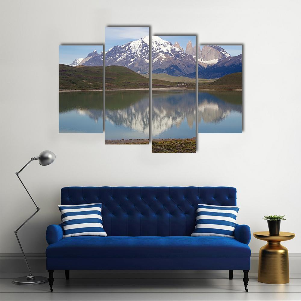 Mountains With Lake Chile Canvas Wall Art-4 Pop-Gallery Wrap-50" x 32"-Tiaracle