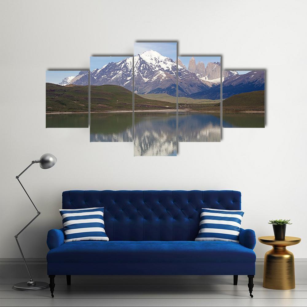 Mountains With Lake Chile Canvas Wall Art-5 Star-Gallery Wrap-62" x 32"-Tiaracle