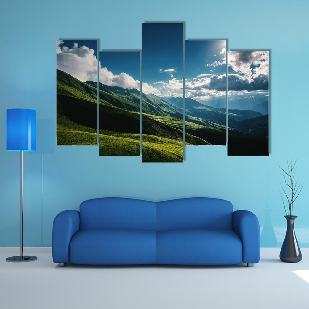Green Mountain Canvas Wall Art-5 Pop-Gallery Wrap-47" x 32"-Tiaracle