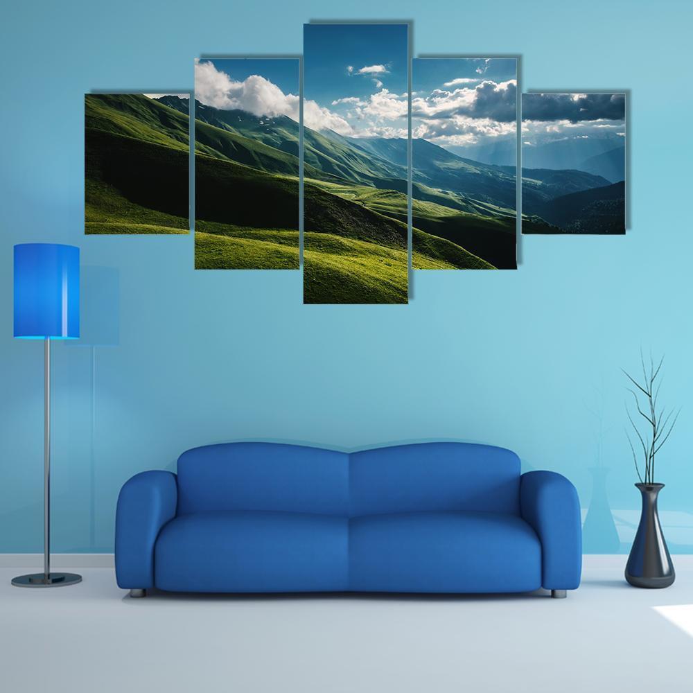 Green Mountain Canvas Wall Art-5 Star-Gallery Wrap-62" x 32"-Tiaracle