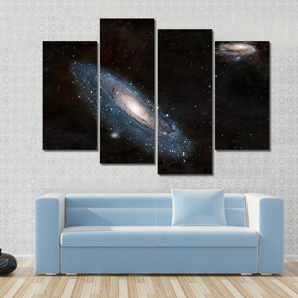 Moving Andromeda Towards Milky Way Galaxy Canvas Wall Art-4 Pop-Gallery Wrap-50" x 32"-Tiaracle
