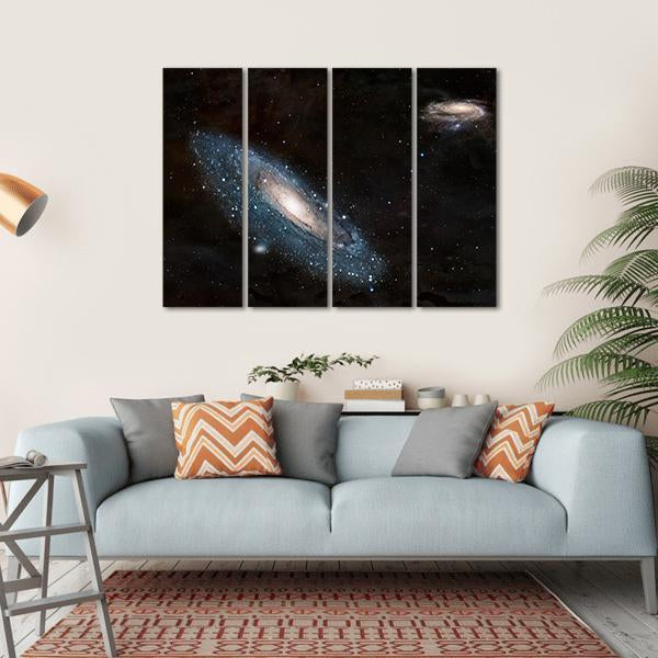 Moving Andromeda Towards Milky Way Galaxy Canvas Wall Art-4 Horizontal-Gallery Wrap-34" x 24"-Tiaracle