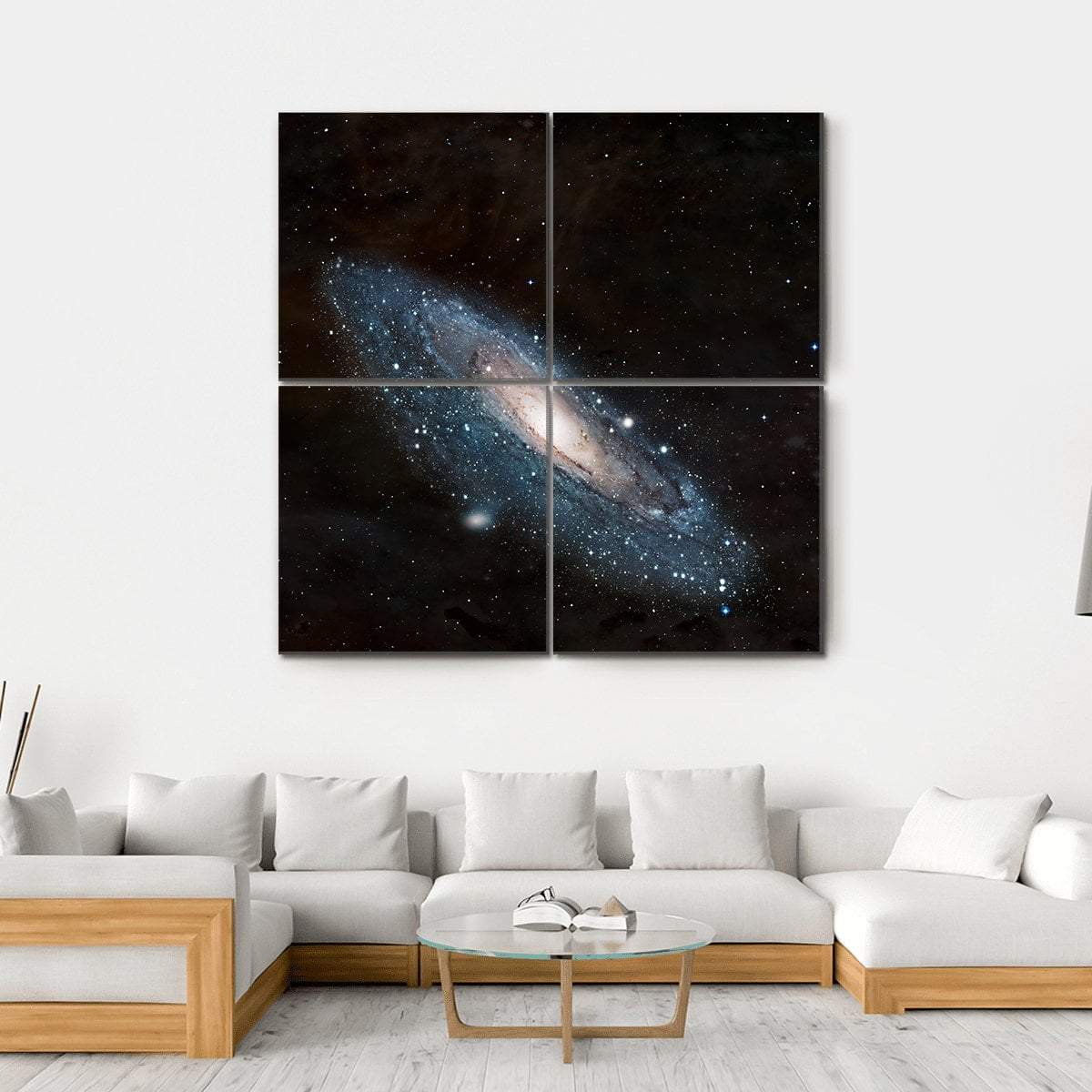 Moving Andromeda Towards Milky Way Galaxy Canvas Wall Art-4 Square-Gallery Wrap-17" x 17"-Tiaracle