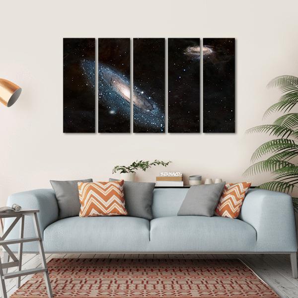 Moving Andromeda Towards Milky Way Galaxy Canvas Wall Art-5 Horizontal-Gallery Wrap-22" x 12"-Tiaracle
