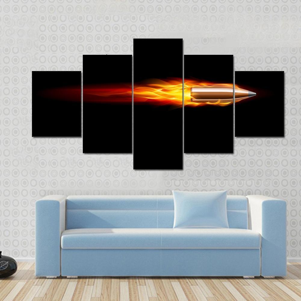 Moving Red Fiery Bullet Canvas Wall Art-5 Star-Gallery Wrap-62" x 32"-Tiaracle
