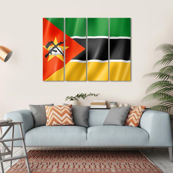 Mozambique Flag Canvas Wall Art-4 Horizontal-Gallery Wrap-34" x 24"-Tiaracle