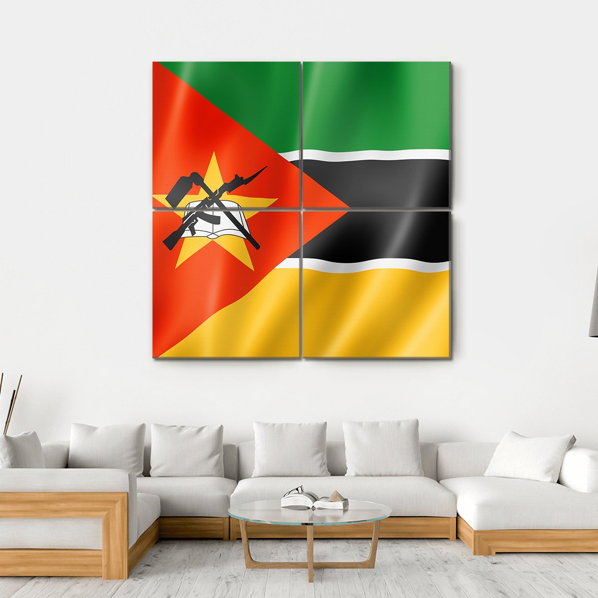 Mozambique Flag Canvas Wall Art-4 Square-Gallery Wrap-17" x 17"-Tiaracle