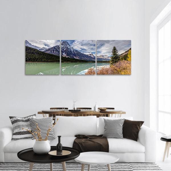 Mt Chephren In Autumn Panoramic Canvas Wall Art-1 Piece-36" x 12"-Tiaracle