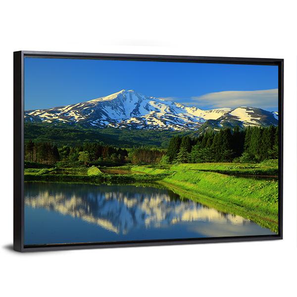Mt Chokai With Lake Canvas Wall Art-3 Horizontal-Gallery Wrap-25" x 16"-Tiaracle