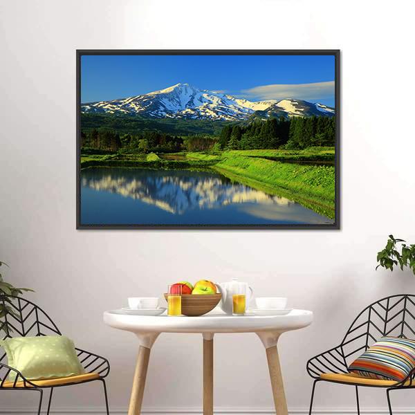 Mt Chokai With Lake Canvas Wall Art-3 Horizontal-Gallery Wrap-25" x 16"-Tiaracle