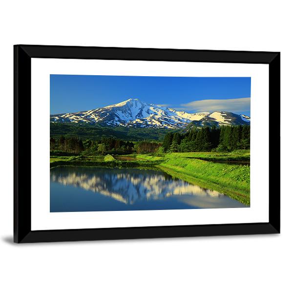 Mt Chokai With Lake Canvas Wall Art-3 Horizontal-Gallery Wrap-25" x 16"-Tiaracle