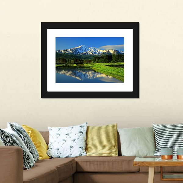 Mt Chokai With Lake Canvas Wall Art-3 Horizontal-Gallery Wrap-25" x 16"-Tiaracle