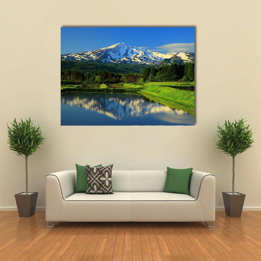 Mt Chokai With Lake Canvas Wall Art-1 Piece-Gallery Wrap-48" x 32"-Tiaracle