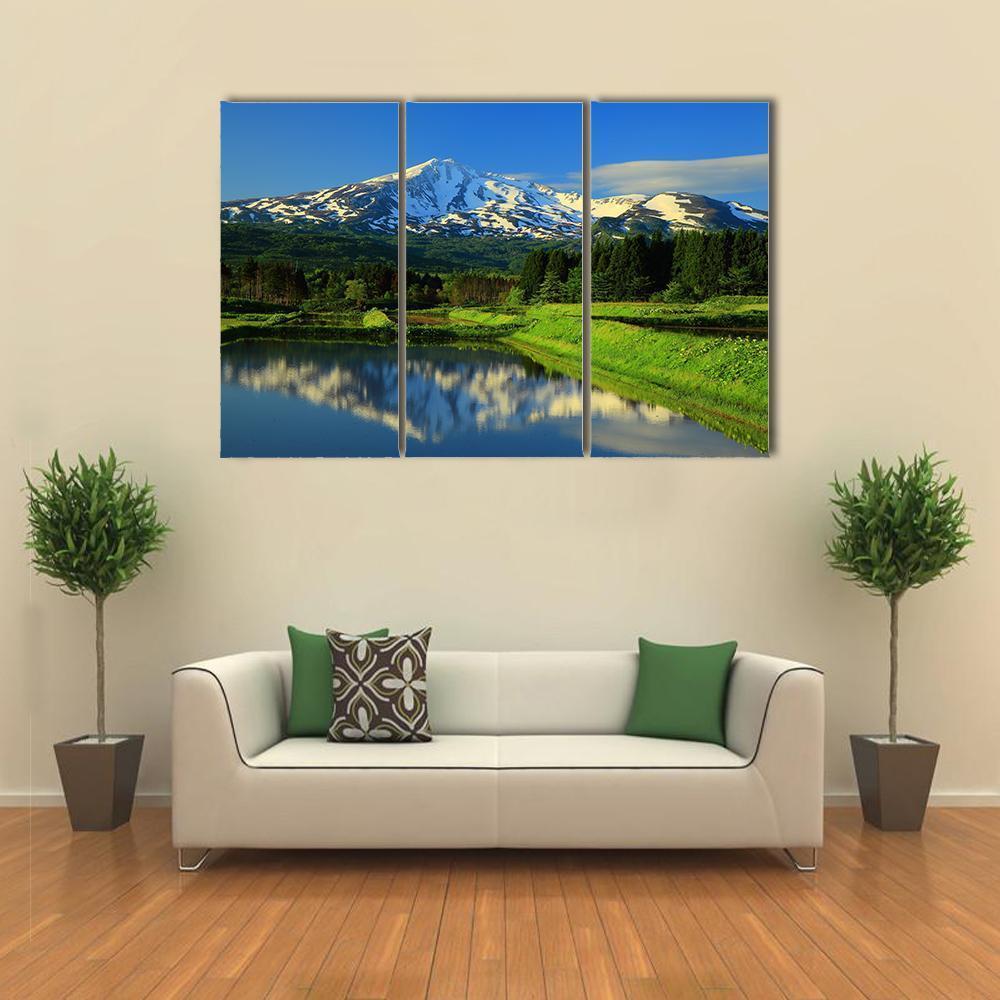 Mt Chokai With Lake Canvas Wall Art-3 Horizontal-Gallery Wrap-37" x 24"-Tiaracle