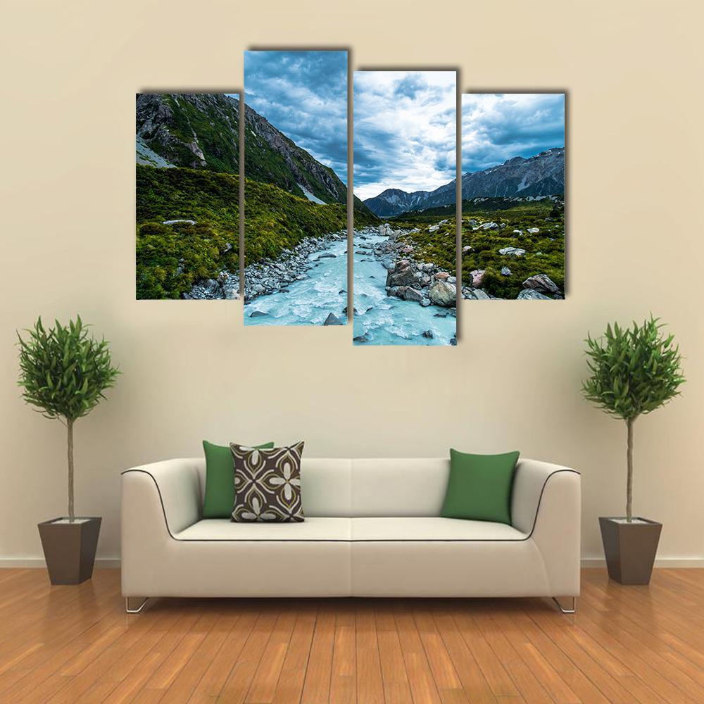 Mt Cook &amp; Hook Valley Canvas Wall Art-4 Pop-Gallery Wrap-50" x 32"-Tiaracle