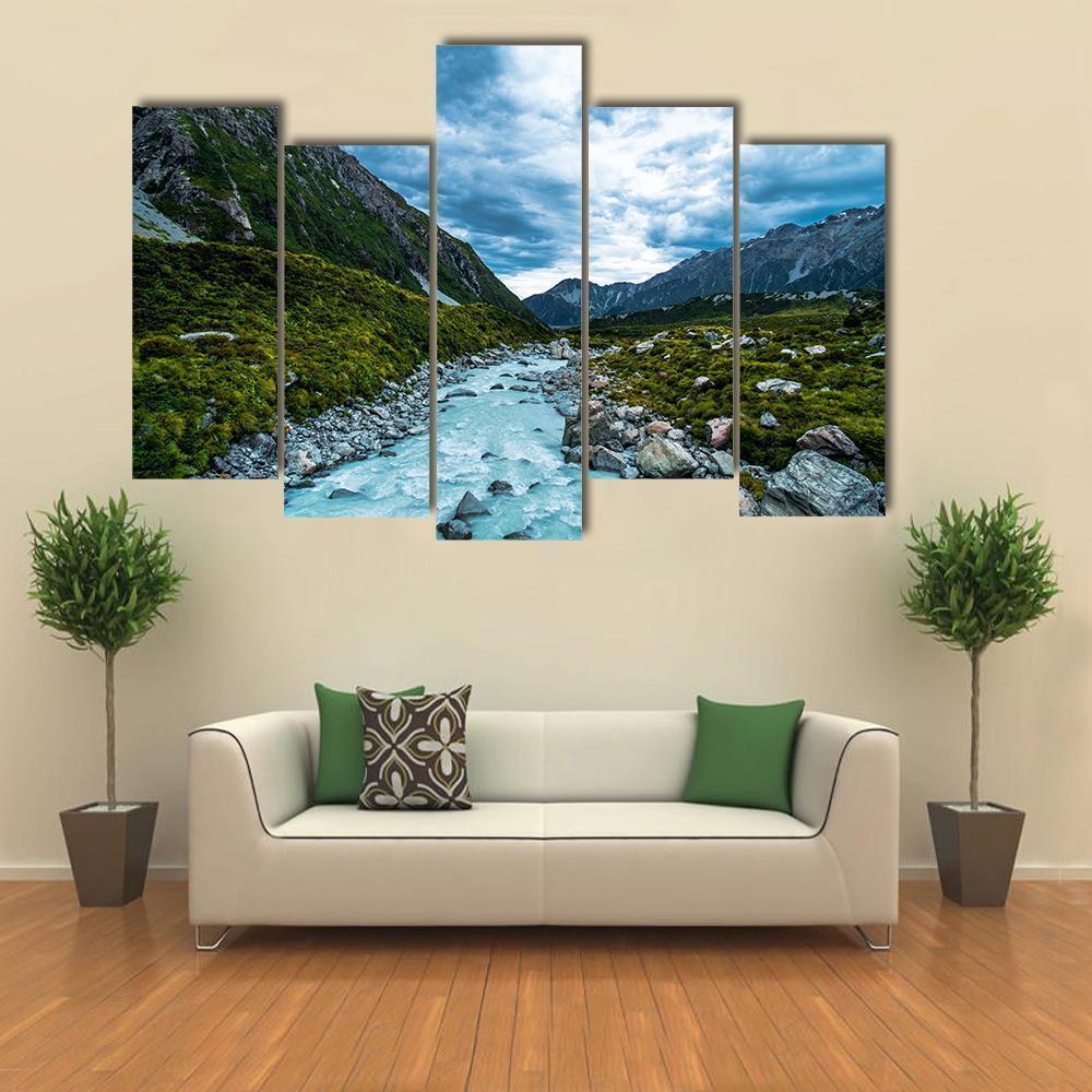 Mt Cook & Hook Valley Canvas Wall Art-5 Pop-Gallery Wrap-47" x 32"-Tiaracle