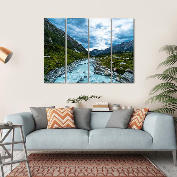 Mt Cook &amp; Hook Valley Canvas Wall Art-4 Horizontal-Gallery Wrap-34" x 24"-Tiaracle