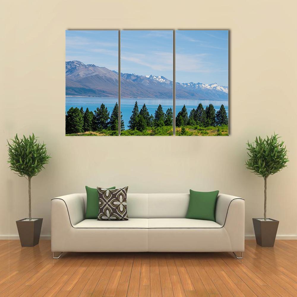 Mt Cook In Summer Beside The Lake Canvas Wall Art-3 Horizontal-Gallery Wrap-37" x 24"-Tiaracle