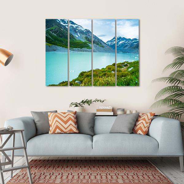 Mt Cook &amp; Lake Canvas Wall Art-4 Horizontal-Gallery Wrap-34" x 24"-Tiaracle