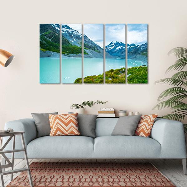 Mt Cook &amp; Lake Canvas Wall Art-5 Horizontal-Gallery Wrap-22" x 12"-Tiaracle