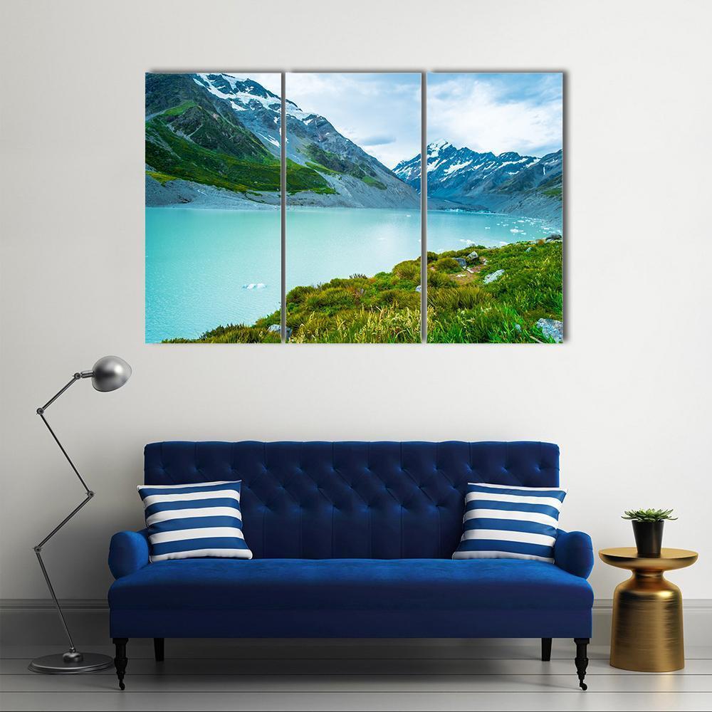 Mt Cook & Lake Canvas Wall Art-3 Horizontal-Gallery Wrap-37" x 24"-Tiaracle